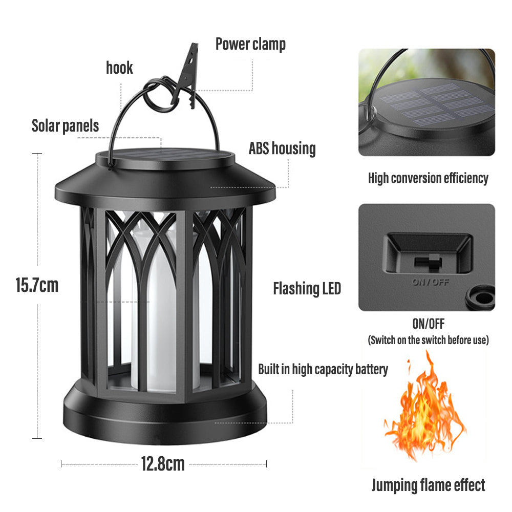 FlameGlow™- Solcellsdriven Hängande Lykta med Flamma