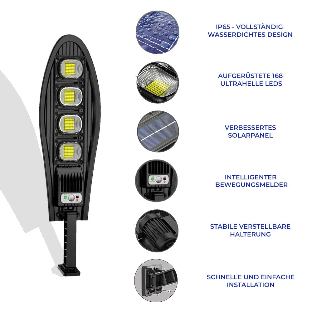 DragonSolar™- 600W solcellsdriven utomhusbelysning med rörelsedetektering