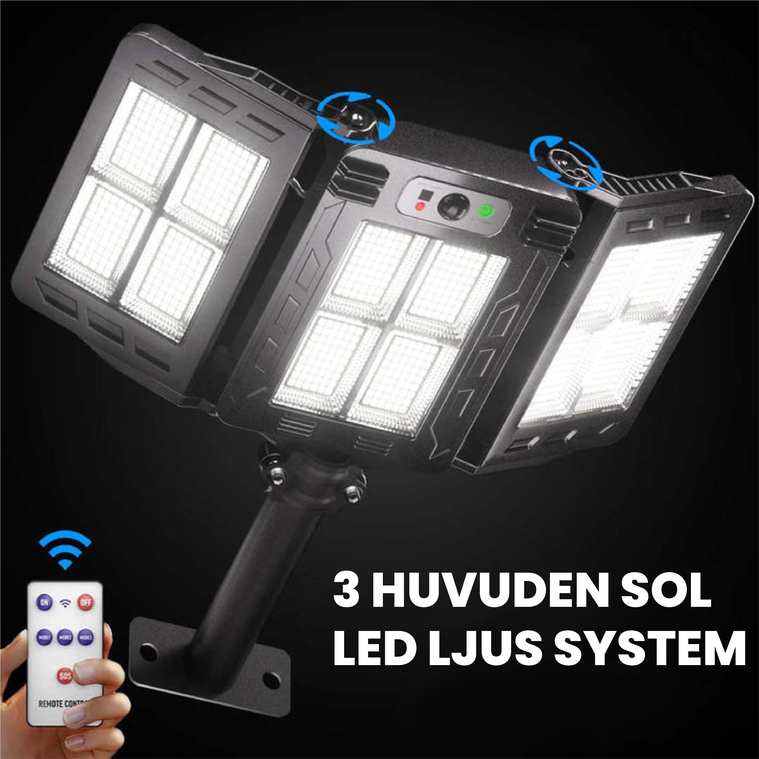 3-huvud solcellsdriven LED gatubelysning