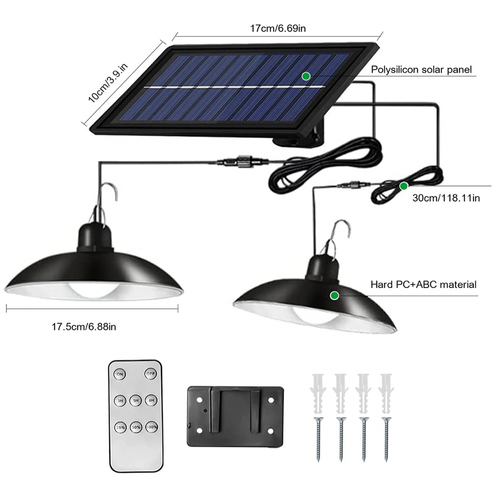 Solar taklampor med dubbla huvuden